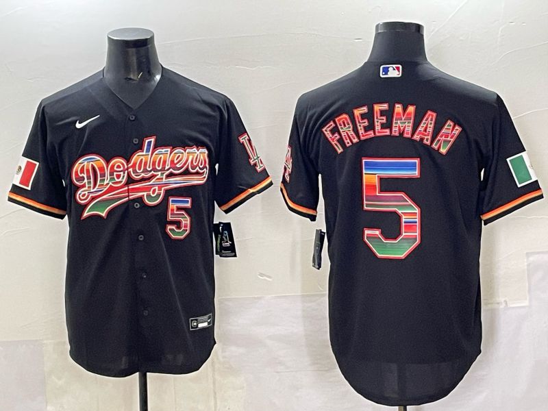 Men 2025 Los Angeles Dodgers #5 Freeman Black Nike MLB Jersey style 001